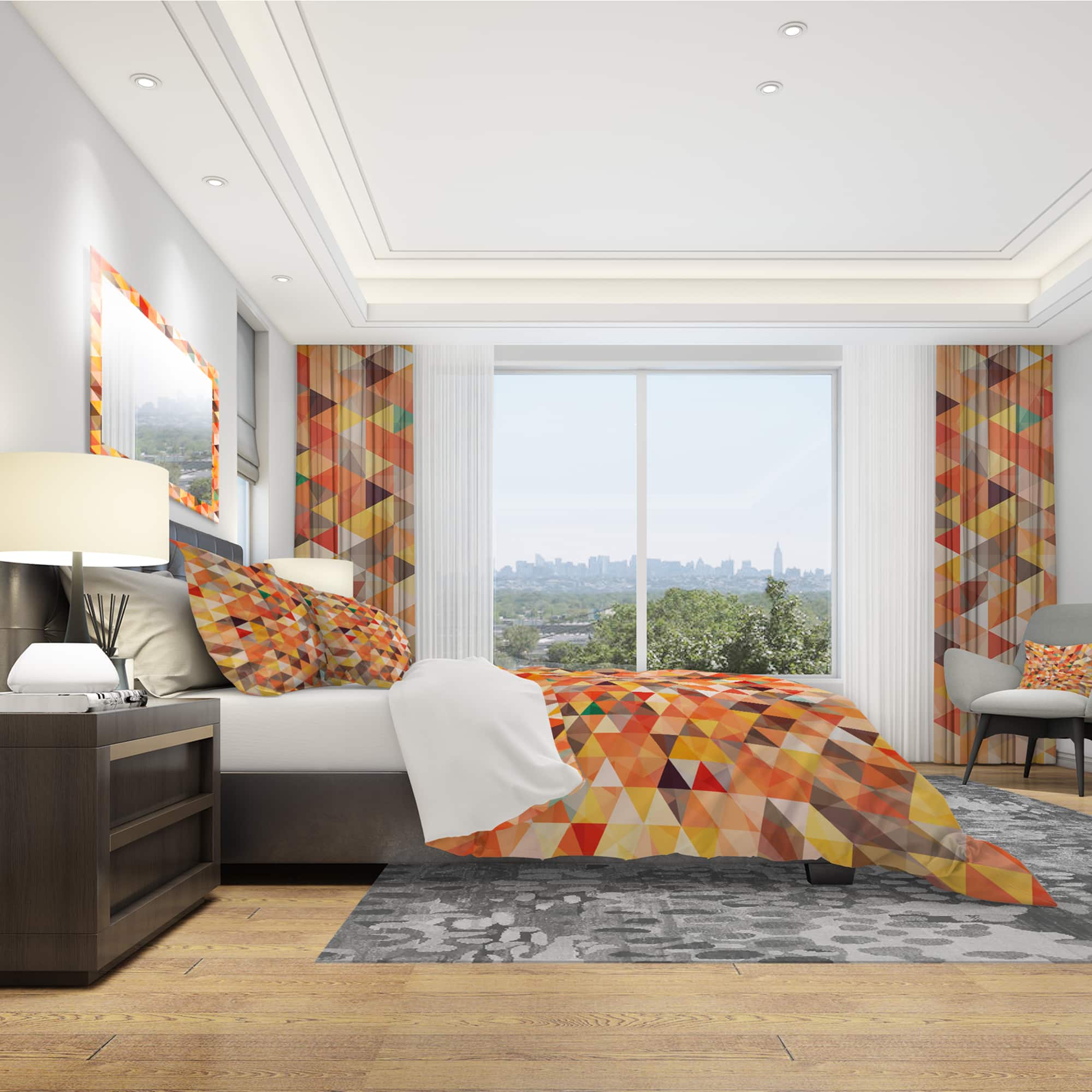 Designart 'Abstract Triangle' Modern Bedding Set